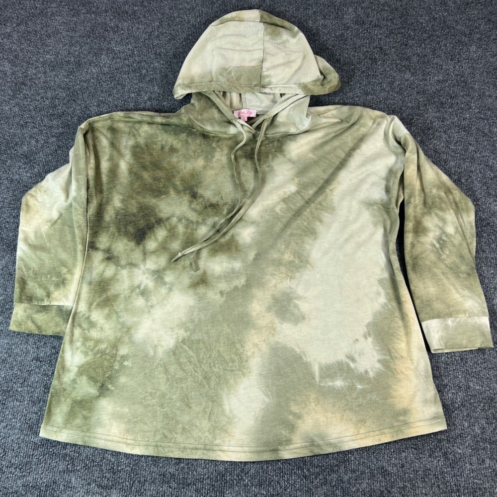 Pink Lily Tie Dye Hoodie Sweatshirt Green Beige Casual Long Sleeve Women S